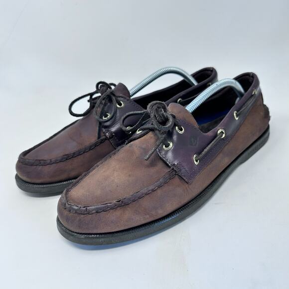 SPERRY TOP SIDER - 0195412 Two-Tone Brown Tan Leather Boat Shoes, Mens 11 M - Picture 2 of 15